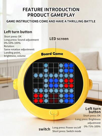 5-In-1 Multi-Functional Electronic Chess Set - A Children's Educational Portable Tabletop Game. It Is Palm-Sized And Features 5 Classic Board Game Modes. The Dot Matrix Screen Clearly Displays The Game Situation.