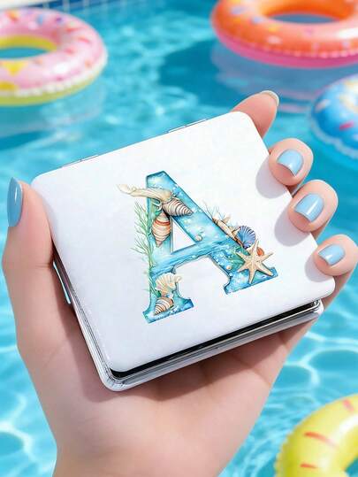 Gương trang điểm nhỏ gọn, nhẹ, có kính lúp dành cho nữ, họa tiết đại dương với các chữ cái đầu A-Z - Gương cầm tay, gấp gọn, mini bỏ túi - Hoàn hảo cho túi xách, vật dụng không thể thiếu cho những người đam mê chăm sóc da. Gương gấp du lịch, dụng cụ trang điểm hàng ngày, phụ kiện mùa hè đi biển, dùng cho văn phòng, kỳ nghỉ, cắm trại, mua sắm, nhà cửa, quà tặng Ngày của Mẹ thích hợp, quà tặng tựu trường/tốt nghiệp, quà lưu niệm ngày lễ, phụ kiện cưới, vật dụng thiết yếu mùa xuân/hè.