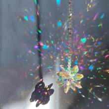 天然紫水晶碎石空心月亮八角珠水晶球风铃水晶太阳吊坠，黄水晶 - A - 查看 2