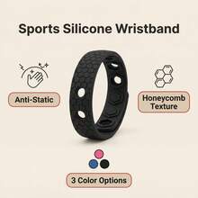 1pc Negative Ion Silicone Anti-Static Bracelet, Honeycomb Football Shaped Wristband, Indoor/Outdoor Sports Energy Wrist Strap, Unisex Fashion Minimalist - Multicolor - View 3