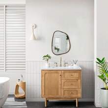 Black Asymmetrical Irregular Oval Wall Mirror Modern Frame Unique Shape Wall - Mounted Vanity Artistic Decor Living Room, Bedroom, Bathroom, Entryway 16x12 - Tan - View 6