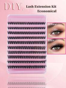 200片D型卷翘DIY簇状假睫毛，80D簇状假睫毛，0.07mm D型卷翘度，8-16mm混合自然睫毛延长，超浓密纤长簇状假睫毛，卷翘单根睫毛，纤长纤长睫毛，卡通效果纤长睫毛，适合新手在家使用，200片超浓密假睫毛，200片大容量 - D - 查看 2