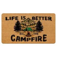 Camping Door Mat Life is Better by The Campfire Camper Doormat Bathmat for Bathroom Home Outdoor Indoor Entrance Camping Welcome Mats for Front Door Porch Entryway 17x30 Inches - La vida es mejor junto a la fogata. - Ver 7