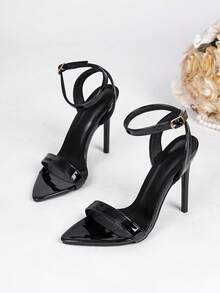 Elegant Comfortable Solid Color High Heel Shoes, Suitable For Indoor/Outdoor, Party, Spring/Summer - Black - View 7