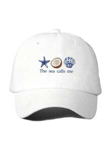 1pc Women's Starfish & Coconut Shell Print Baseball Cap, Beach Sun Hat, Casual Street Style, Suitable For Daily, Spring/Summer/Autumn Outings, Travel, Beach Vacation, Commuting - Multicolor - View 11