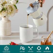 vancasso Kaffeetassen Set 6er, RENO Kaffeeservice 480ml Große Steingut Kaffeebecher mit Henkel, Moderne Kaffeetasse Set für Tee, Saft, Latte, Cappuccino, , Spülmaschinen- & Mikrowellenfest, Bunt - Weiss - Übersicht 4