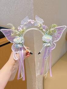 1个女孩蝴蝶发箍，仙气公主流苏发饰 - 彩色 - 查看 12