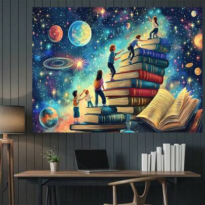 1 chiếc. Tấm banner 2D này, được thiết kế theo hình dạng một cuốn sách đang leo trèo, tượng trưng cho những giấc mơ và thích hợp làm phông nền trang trí hoặc đạo cụ chụp ảnh. Được làm từ polyester, nó có thể được sử dụng để trang trí nhà cửa và phòng ốc, làm vật trang trí và trang trí tường.