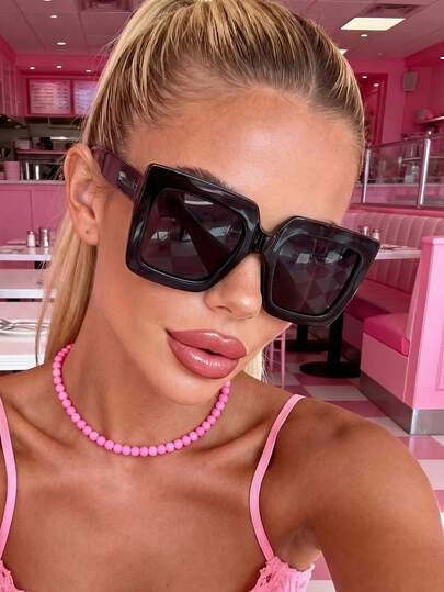 1 Pair Unisex Black Square Large Frame Slimming Sunglasses, Suitable For Daily, Vacation, Travel, Sports, Driving, Festivals, Beach, EDM, Outings, Summer Accessories, Holidays, Family Outings, Golf, Hiking