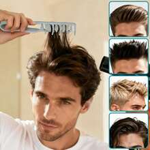 1/2 chiếc lược răng thưa, mềm mại dành cho nam, lược tạo kiểu Hàn Quốc giúp che phủ ngọn tóc chẻ và tạo kiểu tóc xoăn, dụng cụ tạo kiểu dễ sử dụng tại nhà và salon, unisex. - Một kích thước - Xem 11