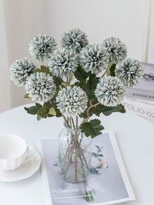 1pc Artificial Chrysanthemum Flower Ball, Embroidered Chrysanthemum Ball, Wedding Decor, Home Vase Decor, Restaurant Living Room Bedroom Floral Decor, Bridal Bouquet, Wrist Corsage, Boutonniere Material, Birthday Party Decor, New Year Valentine's Day Gift, DIY Wreath - Green - View 2