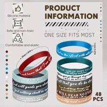 一套（10条/20条/40条）圣经经文手链，散装圣经经文硅胶手链，励志橡胶腕带，基督教手链，男女通用，复活节嘉年华派对礼品，圣诞礼物 - 彩色 - 查看 3