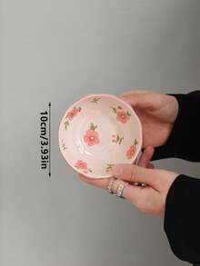 1件/2件/4件 高吸引力Ins風陶瓷碗，小眾創意粉色桃花小盤，少女風甜點盤，居家早餐麵包調料盤，精緻下午茶甜點盤 - 彩色 - 查看 2