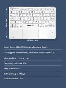 Teclado táctil de oficina de dibujos animados de alta calidad, teclado inalámbrico de control inteligente compatible con tableta - Multicolor - Ver 10