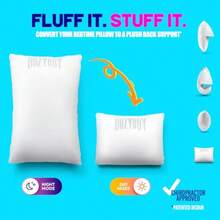 Fluff and Stuff Comfort Pillow Queen Size Memory Foam Pillows Chiropractor Designed and Approved 2-in-1 Back Support and Bed Pillows Fully Adjustable Pillow White Queen (Pack of 1 ) - Blanco - Ver 3