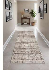 Jacquard Rubberized Runner Rug 2.00x0.65 Geometric For Bedroom, Living Room, Office Or Dining Room, Non-Slip - Special Offer - 米色條紋 - 查看 1