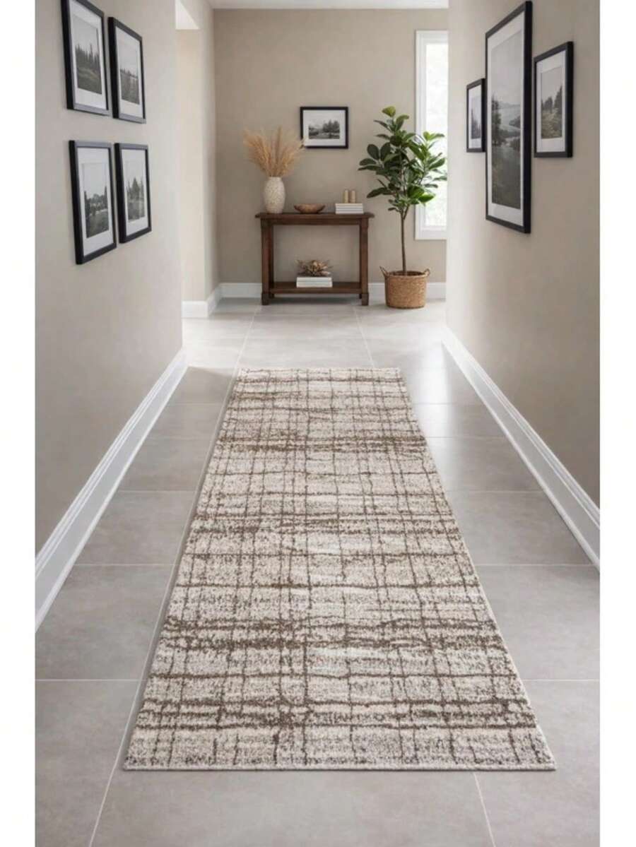Jacquard Rubberized Runner Rug 2.00x0.65 Geometric For Bedroom, Living Room, Office Or Dining Room, Non-Slip - Special Offer - 米色條紋 - 查看 1