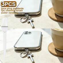 可爱三件套防尘塞爱心吊坠套装，包含2个Type-C USB-C防尘塞和1个清洁刷，防尘USB-C插头盖，适用于 17-15以及 14-5 Lightning接口。 - 彩色 - 查看 113