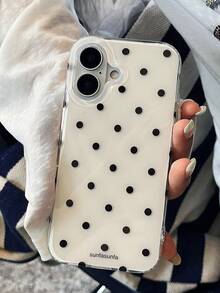 1pc Minimalist White Polka Dot Phone Case For IPhone17 Pro Max 17Pro 17 Air 16 Pro Max 15 14 Plus 13 12 11 Shockproof Silicone Back Cover - White - View 2