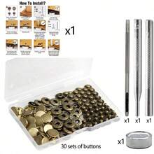 30 Sets Metall Druckknöpfe 12,5 mm Metall Nieten Knöpfe in Gold/Silber/Bronze/Gunmetal Schwarz mit 4 Installationswerkzeugen für Leder, Jacken, Jeans, Kleidung und Taschen - 633# Tastensatz - Übersicht 11