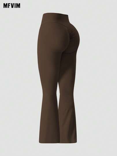  MFVIM Women's Tight-Fitting Flare Pants, Slim Fit Shaping Waist Lifting, Breathable Comfortable High Elasticity Soft Skin-Friendly Fabric, Casual Sports Running Leggings, Suitable For Commuting, Outdoor, Running, Cycling, Yoga, Pilates, Gym Workout