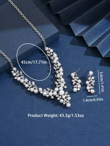 3件套珍珠形新娘女士时尚水晶项链套装，奢华珠宝套装，适合高档晚礼服和高档晚宴。 - 耳環+項鍊 - 查看 9