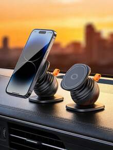 360° Magnetic Car Phone Holder, Car Air Vent Phone Mount, Shock-Proof Navigation Bracket, Universal, Sturdy Fixation, Driving Navigation Assistant - A - View 2