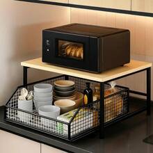 Kitchen Storage Rack - High-Quality Countertop Organizer With Drawers, Vintage Metal Design, Perfect For Storing Utensils, Spices, Coffee And Seasonings, Ideal Space-Saving Solution - Multicolor - View 9