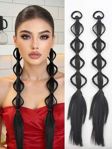 2PCS 18-Inch Hand-Braided Flower Ponytails, Made Of High-Temperature Synthetic Fiber, Suitable For Women's Daily And Festival Wear. - Multicolor - View 12