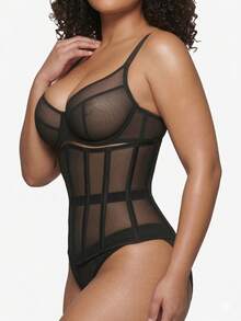 Đai định hình eo bằng lưới dành cho nữ, đai nịt eo dưới ngực, đai định hình eo có gọng thép buộc dây, thích hợp cho đám cưới và các buổi đi chơi. - màu đen - Xem 4