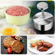 SOKANY Khuôn làm bánh hamburger cỡ lớn 11cm, khuôn ép bánh hamburger có thể điều chỉnh, làm bằng thép không gỉ 304 chống dính, thích hợp cho thịt bò, bánh hamburger và các món nướng, làm bánh hamburger tại nhà, dụng cụ nhà bếp lý tưởng. - Xem 11