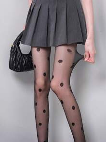 Quần tất mỏng họa tiết chấm bi cổ điển, tất lưới chấm bi hai tông màu, quần tất trong suốt ngọt ngào dành cho váy. - Nhiều màu - Xem 13