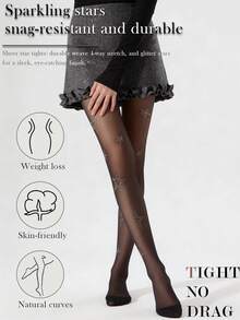 Shiny Rhinestone Star Transparent Pantyhose, Stretchy Anti-Snag Sexy Slimming Tights For Spring/Summer - Multicolor - View 8