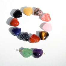 2件套3D心形吊坠项链和手链配饰，手工制作，采用紫水晶、粉晶和黄水晶，7脉轮天然宝石 - 彩色 - 查看 2