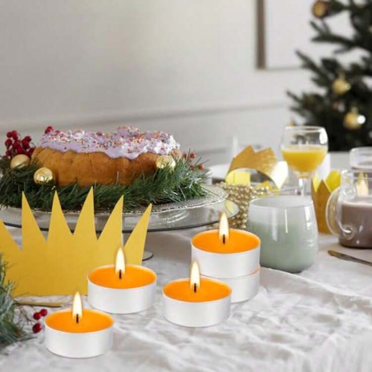 100 Pack Scented Tealight Candles 4 Hours Winter Orange Aromatherapy Candles for Votive Home Wedding Holiday and Emergency Orange - naranja - Añade 7