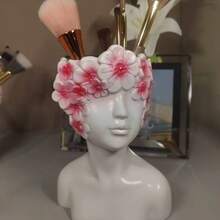 1pc Artistic Side Profile Girl Makeup Brush Holder, High-End Desktop Pencil Cup For Living Room & Bedroom - Multicolor - View 10