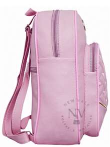 Mochila Feminina Bolsa Mochilinha Estampa Descolada e Delicada + Chaveiro Pompom. - Rosa Bebê - Visão 3