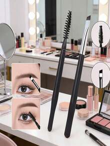 Bộ 2 cọ trang điểm mắt hai đầu xoắn ốc, cọ kẻ lông mày mềm mại, dụng cụ tẩy trang mắt nhẹ nhàng, cọ chăm sóc lông mi và lông mày 2 trong 1 kèm đầu chải. - Nhiều màu - Xem 2