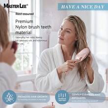 MASTERLEE 1 chiếc lược đệm khí mạ vàng, lược massage tóc, lược hình bầu dục lớn bằng lông heo rừng và nylon, răng lược giúp massage tóc mượt mà. - Nhiều màu - Xem 7