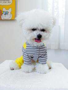 PETCIRCLE 1 bộ quần áo liền thân cho thú cưng, quần yếm kiểu dáng quái vật Dopamine mùa xuân/hè mới - màu vàng - Màu vàng - Xem 3