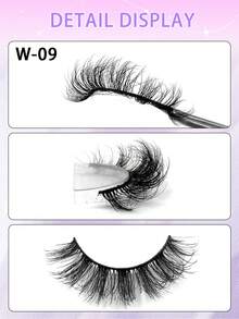 ENCHUW 5对柔软蓬松假睫毛，自然猫眼妆效，纤长浓密纤长假睫毛 - 黑色 - 查看 3