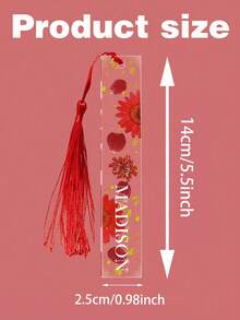 Personalized Acrylic Bookmarks, Support Multiple Languages/Fonts/Customization, Tassel Decor, Ideal Gift For Students, Classmates, Family, Friends Or Loved Ones To Showcase Your Unique Personalized And Special Care. School Supplies, Back To School Season, Multifunctional, Decorative, Reusable, Fashionable, Colorful, Cute, Retro, Cartoon, Customized, Personalized, Unique - Multicolor - View 3