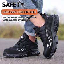 Ding gu Safety Shoes Industrial Safety Shoes Safety Boots Function Trainers Outdoor Work Shoes Men's Puncture Proof Steel Toe Anti-Smash Non-Slip Shock Absorbing Work Safety Shoes - 黑色 - 查看 6