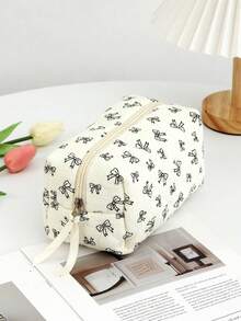 1个可爱蝴蝶结化妆包，萌趣蝴蝶结图案洗漱包，旅行化妆收纳包，拉链包，绗缝化妆包，时尚可折叠通勤化妆包，可装卫生巾、有线耳机、充电器、口红、化妆品等。 - 彩色 - 查看 13