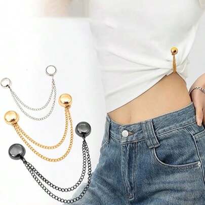 1pc/10pcs Seamless Magnetic Shirt Sleeve Fastener, Multifunctional T-Shirt Hem Shortener, Pant Leg Clip, Headscarf Accessories Cincher, No-Pin Brooch For Cardigans, Shawls, Sleeve Cuffs, Hem