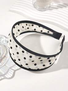 1条黑白波点双层网布加厚宽发箍，可折叠设计方便携带，轻盈透气，简约优雅风格，适合日常、通勤、休闲佩戴。 - 彩色 - 查看 6