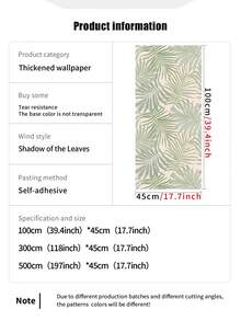 1 rouleau de 1m/3m/5m Papier peint rétro à motif de feuilles de plantes tropicales, style nordique minimaliste, papier contact amovible et auto-adhésif, papier peint vinyle, décoration maison DIY, fond de pièce, chambre, cuisine, salon, salle de bain, armoire, renouvellement de meubles - Ombre des feuilles - Voir 4