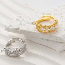 微镶水晶指节戒指：闪耀的镂空设计，尽显酷女孩个性 - 金黃色 - 查看 3