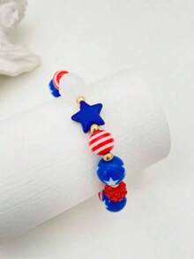 1件时尚新款美国国庆日主题串珠手链，男女皆宜，日常佩戴或节日礼物。 - 彩色 - 查看 2