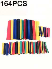 164pcs Heat Shrink Tubing Electrical Connectors, Insulation Protection Sleeves For Home & Outdoor Use, 2:1 Shrink Ratio, Multi-Size, Suitable For Electrical Connections, Great Gift - Multicolor - View 12